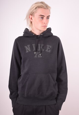 NIKE MENS VINTAGE HOODIE JUMPER SMALL BLACK 90S