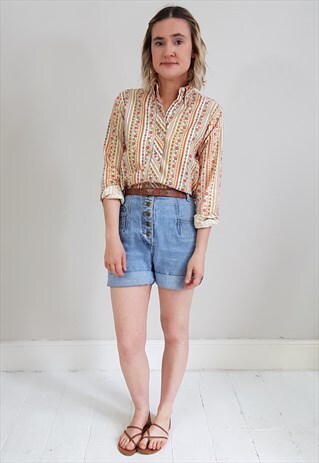 VINTAGE 70'S FLORAL BUTTON COLLAR SHIRT