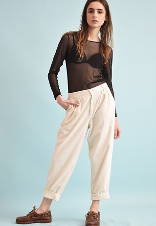90'S RETRO CORDUROY REGULAR WAIST NEUTRAL OVERSIZED TROUSERS