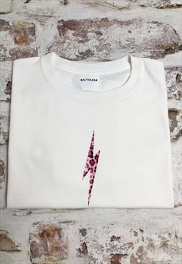 Pink Leopard bolt t-shirt- White unisex fit