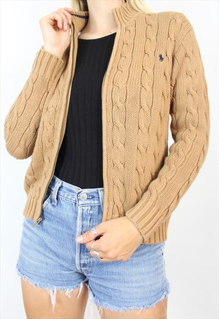 VINTAGE 90S POLO RALPH LAUREN CABLE KNIT JACKET