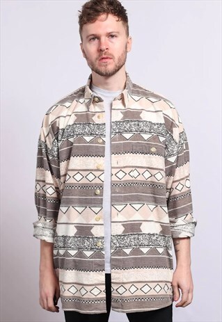 VINTAGE AZTEC PATTERNED SHIRT 90S