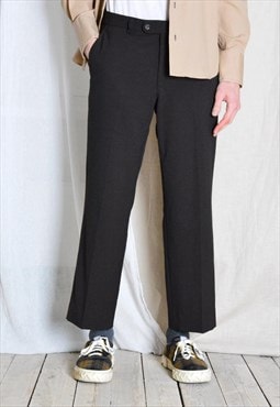 Y2K Dark Brown Minimalist Wool Blend Formal Mens Pants