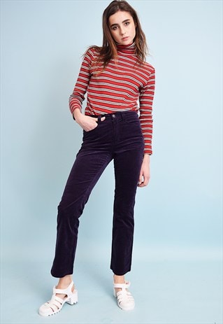 VINTAGE 90'S RETRO VELVETEEN HIGHWAISTED STRAIGHT TROUSERS