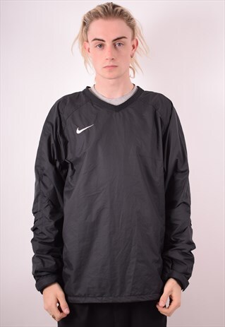 NIKE MENS VINTAGE PULLOVER TRACKSUIT TOP XL BLACK 90S