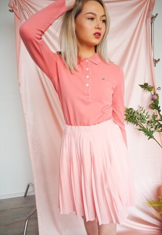 VINTAGE LACOSTE PINK POLO LONG SLEEVE TOP