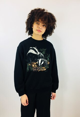 VINTAGE BADGER PRINT SWEATSHIRT