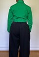 VINTAGE 90S KELLY GREEN CROPPED BUTTON DOWN (M) 