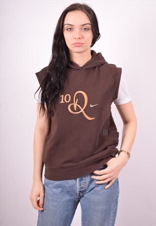 NIKE WOMENS VINTAGE HOODIE JUMPER MEDIUM BROWN 90'S