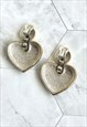 90S SILVER CHUNKY HEART EARRINGS VALENTINES VINTAGE 