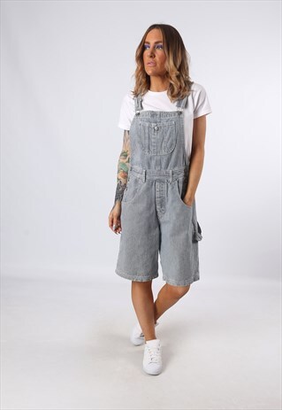 DENIM DUNGAREES STRIPED SHORTS UK 12 (42O)