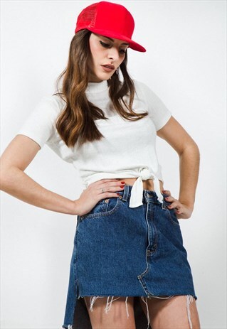 VINTAGE 80S REWORKED LEVIS HIGH WAISTED DENIM SKIRT / 0235
