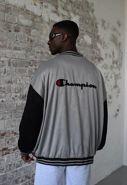 Vintage Champion Sports Bomber Jacket in Black and Grey