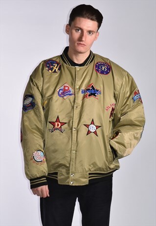 1990S NEW YORK MULTI PATCH BASEBALL JACKET