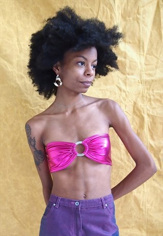 PINK METALLIC BOOB TUBE TOP