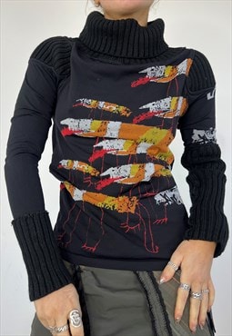 Vintage Y2k Jumper Top Graphic Embroidered Abstract Y2k 00s