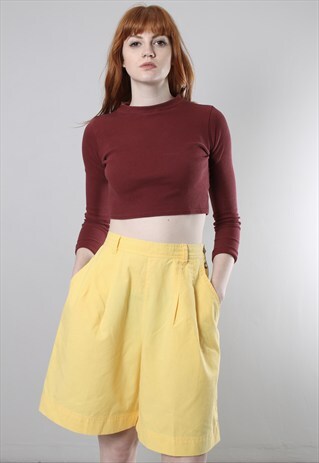 VINTAGE 80S YELLOW HIGH WAISTED CULOTTE SHORTS