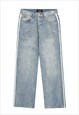 Taped jeans wide bleached denim pants utility joggers blue