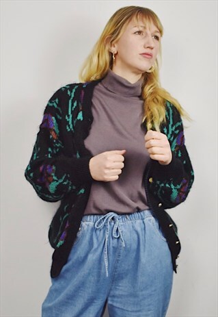 VINTAGE FLORAL CARDIGAN L