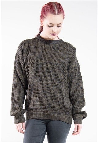 90'S VINTAGE GREEN GRUNGE KNIT JUMPER