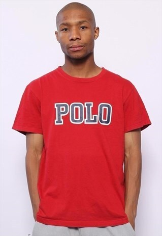 VINTAGE POLO RALPH LAUREN SPELLOUT T-SHIRT RED