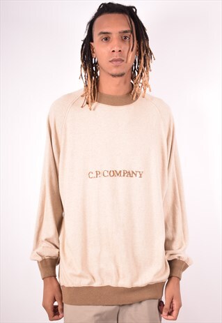 C.P. COMPANY MENS VINTAGE JUMPER SWEATER XL BEIGE 90S