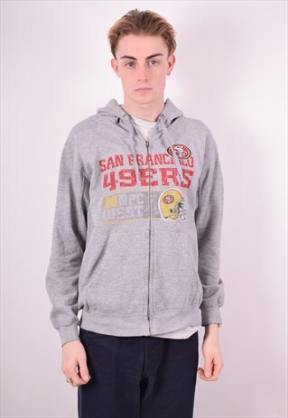 MENS VINTAGE NFL HOODIE JACKET MEDIUM GREY 90'S
