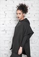 OVERSIZED KNITTED PONCHO IN BLACK WITH LARGE HOOD 