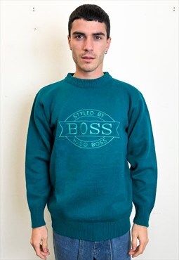 Vintage 90s cotton green tale logo jumper 