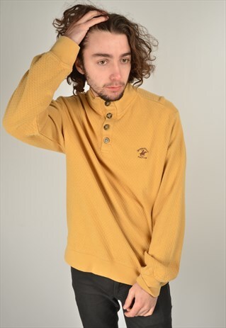 VINTAGE 1/4 BUTTON SWEATSHIRT YELLOW
