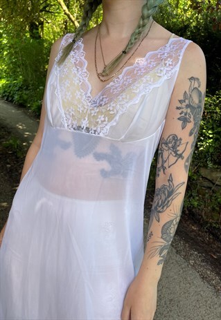 VINTAGE 1970S BOHO CHIC SUMMER SHEER SLIP DRESS
