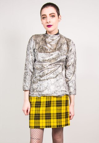 VINTAGE 90'S VELVET SNAKESKIN PATTERN QUARTER SLEEVE TOP