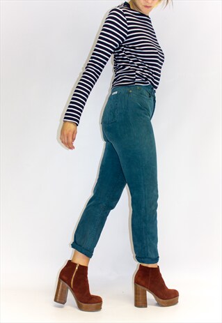 VINTAGE 90'S HIGH WAIST TEAL MOM JEANS