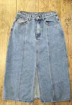 Y2K Vintage Maxi Blue Denim Slit Skirt