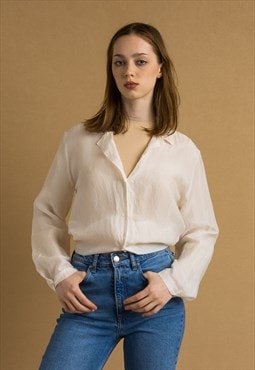 90s Vintage Cerruti Silk Seta White Blouse 6915