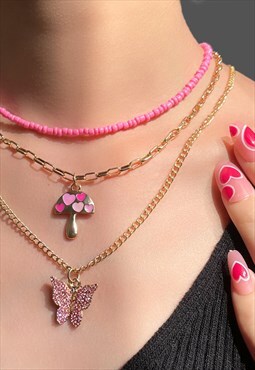 Festival boho acrylic gold nature necklace stack