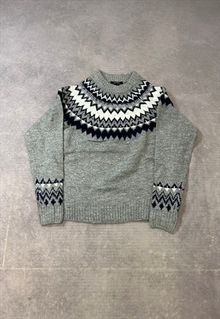 ABSTRACT KNITTED JUMPER PATTERNED CHUNKY KNIT SWEATER