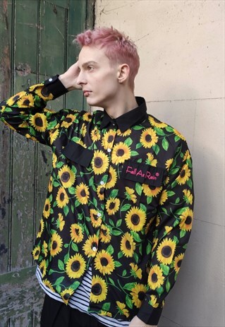REGULAR FIT SUNFLOWER SHIRT ABSTRACT LONG SLEEVE DAISY TOP