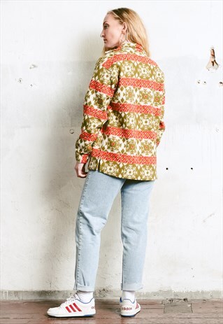 VINTAGE 90S CHRISTMAS PATTERNED FLEECE JACKET