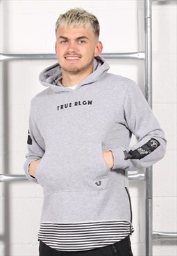 Vintage True Religion Hoodie in Grey Pullover Jumper Large