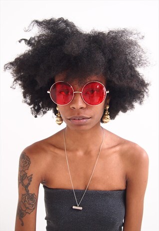 RED LENS OVERSIZED SUNGLASSES