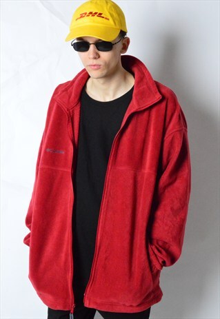 COLUMBIA VINTAGE 90S RED SPORTS FLEECE JACKET