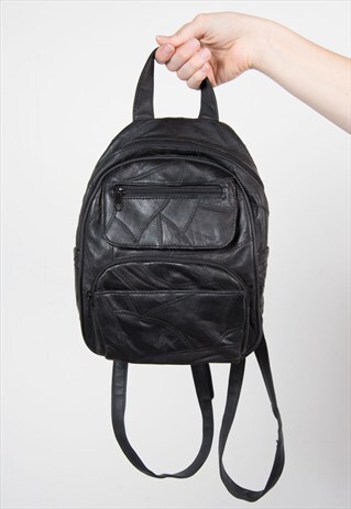 90'S LEATHER PATCHWORK STYLE RUCKSACK