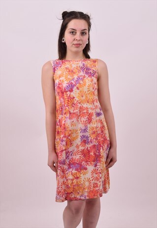 VINTAGE 60'S CRAZY FLOWER PRINT SHIFT DRESS SIZE 6 TO 8
