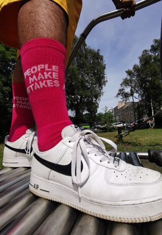 PEOPLE MAKE MISTAKES PINK SOCKS