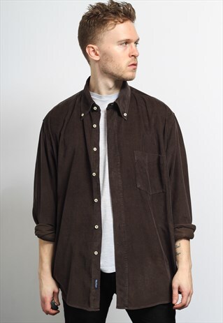 VINTAGE CORDUROY CORD SHIRT BROWN