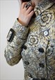 BURBERRY PRORSUM GOLD FLORAL BROCADE DOUBLE-BREASTED COAT