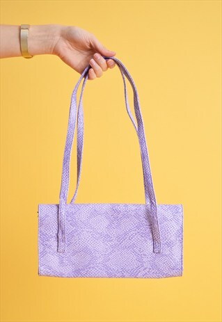 90'S KITSCH FAUX LEATHER SNAKESKIN WRISTLET SHOULDER BAG