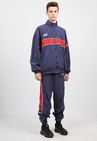 VINTAGE BLUE RED PUMA JOGGERS JACKET TRACKSUIT