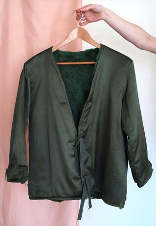 SILKY AND FAUX FUR MILITARY ARMY LINER